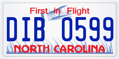 NC license plate DIB0599