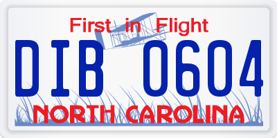 NC license plate DIB0604