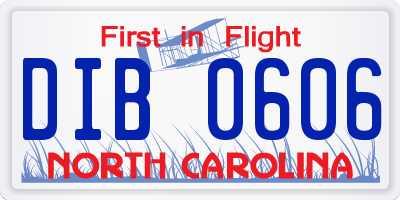 NC license plate DIB0606