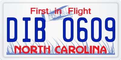 NC license plate DIB0609