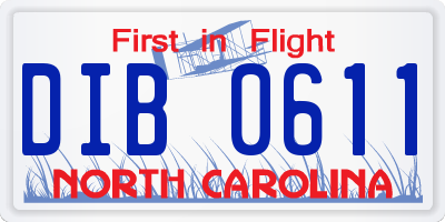 NC license plate DIB0611