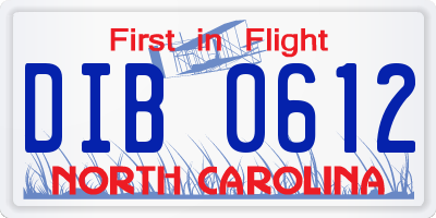 NC license plate DIB0612