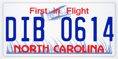 NC license plate DIB0614