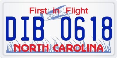 NC license plate DIB0618