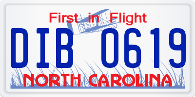 NC license plate DIB0619
