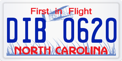 NC license plate DIB0620