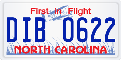 NC license plate DIB0622