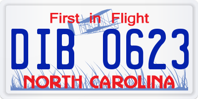 NC license plate DIB0623