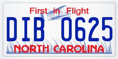NC license plate DIB0625