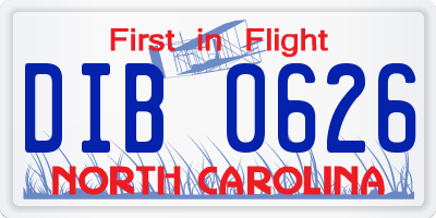 NC license plate DIB0626