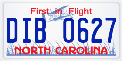 NC license plate DIB0627