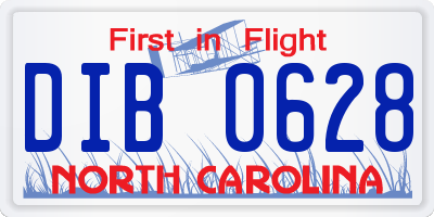 NC license plate DIB0628