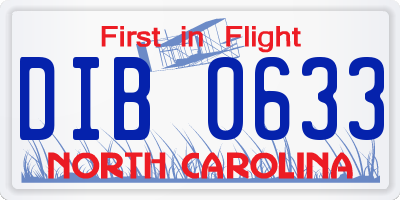 NC license plate DIB0633