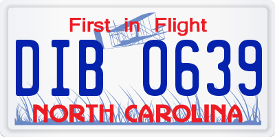 NC license plate DIB0639