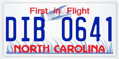 NC license plate DIB0641