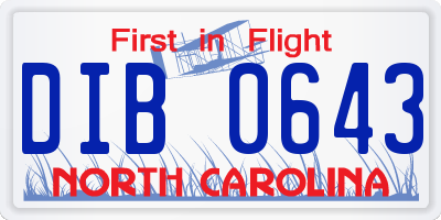 NC license plate DIB0643