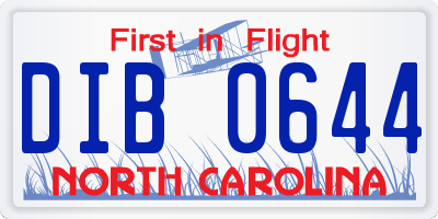 NC license plate DIB0644