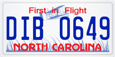 NC license plate DIB0649