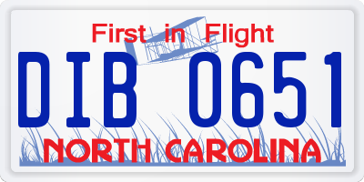 NC license plate DIB0651