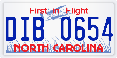 NC license plate DIB0654