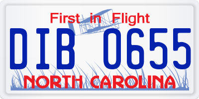 NC license plate DIB0655