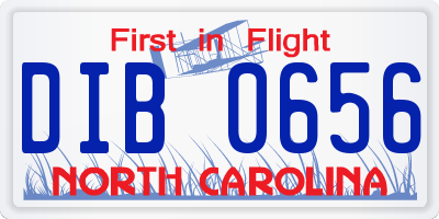 NC license plate DIB0656