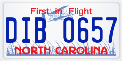 NC license plate DIB0657