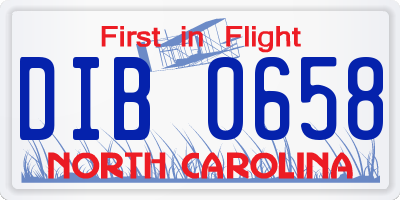 NC license plate DIB0658