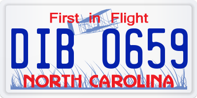 NC license plate DIB0659