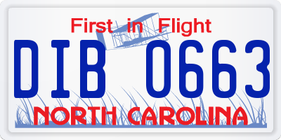 NC license plate DIB0663