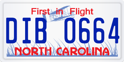 NC license plate DIB0664