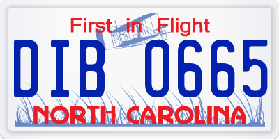 NC license plate DIB0665