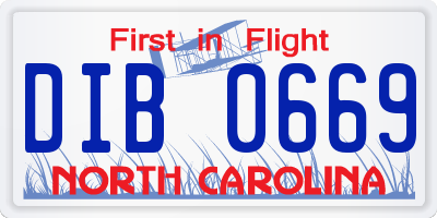 NC license plate DIB0669