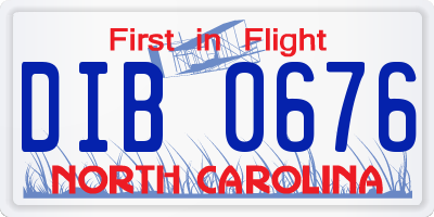 NC license plate DIB0676