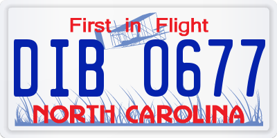 NC license plate DIB0677