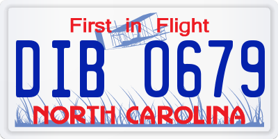 NC license plate DIB0679