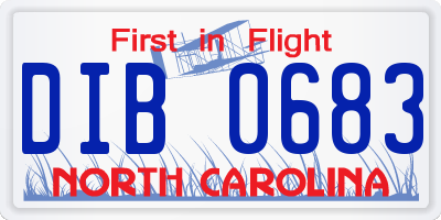 NC license plate DIB0683