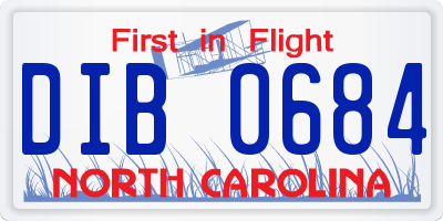 NC license plate DIB0684