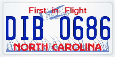 NC license plate DIB0686