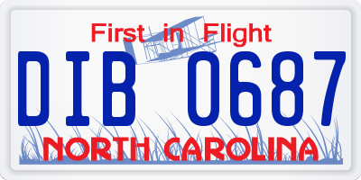 NC license plate DIB0687