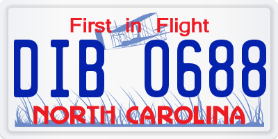 NC license plate DIB0688