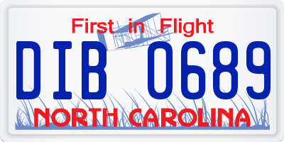 NC license plate DIB0689