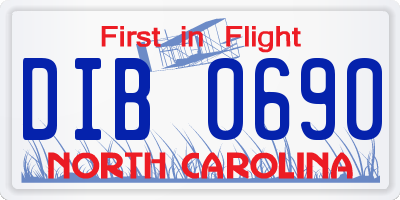 NC license plate DIB0690