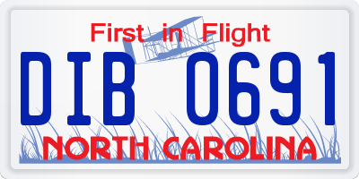 NC license plate DIB0691