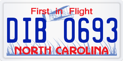 NC license plate DIB0693
