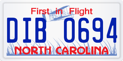 NC license plate DIB0694