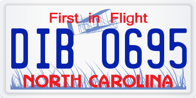 NC license plate DIB0695