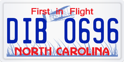 NC license plate DIB0696
