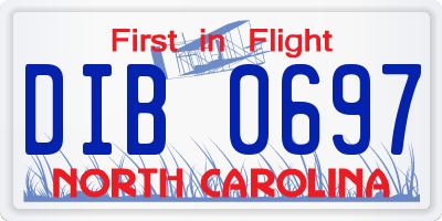 NC license plate DIB0697