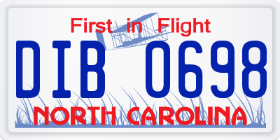 NC license plate DIB0698
